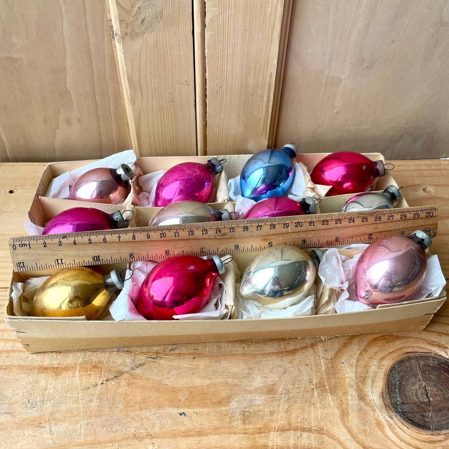 Vintage droplet shape baubles