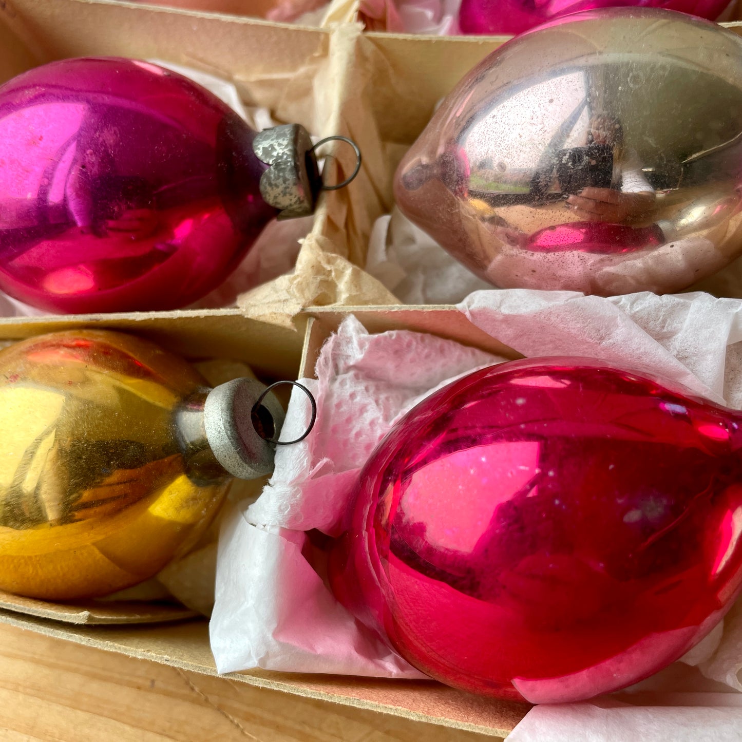 Vintage droplet shape baubles