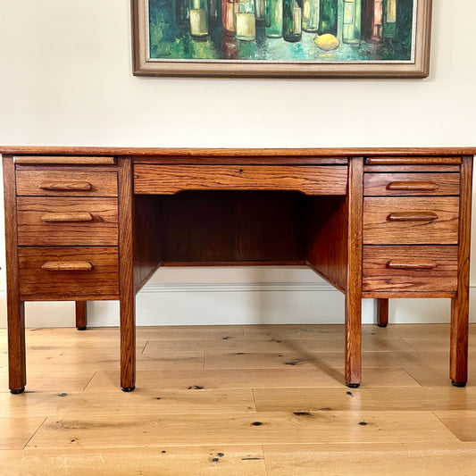 Vintage Abbess Double Pedestal Desk