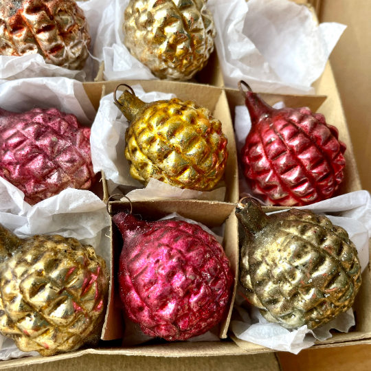 Vintage glass textured baubles