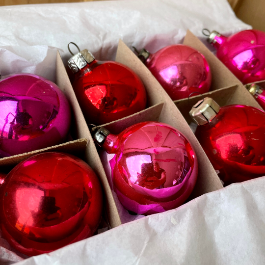 Vintage pink and red baubles