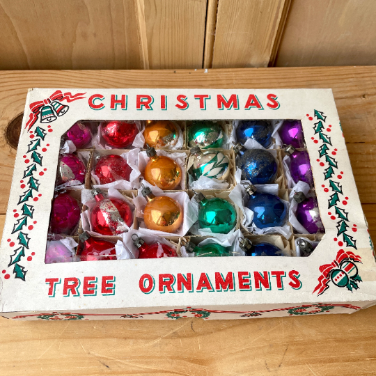 24 vintage glass baubles