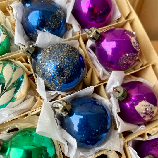 24 vintage glass baubles