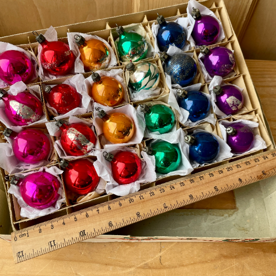 24 vintage glass baubles