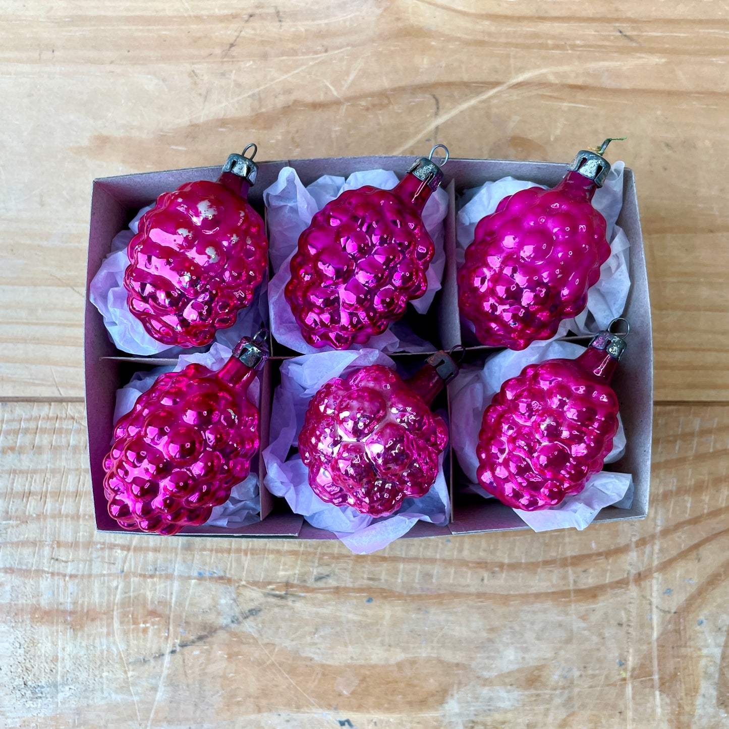 Vintage glass grape shaped baubles