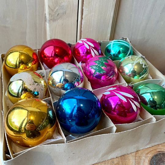 Vintage hand painted baubles