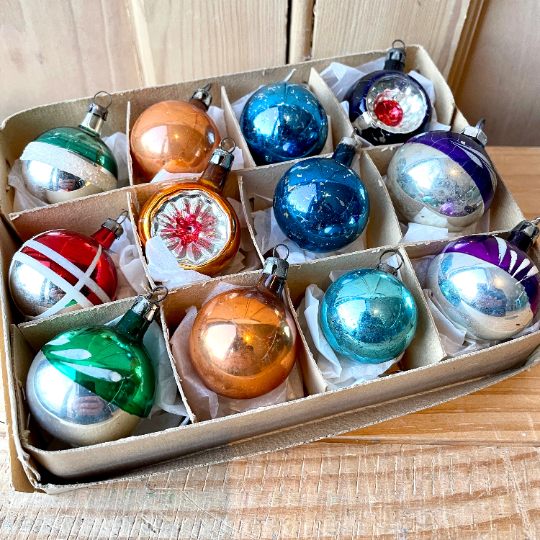 Vintage hand painted baubles