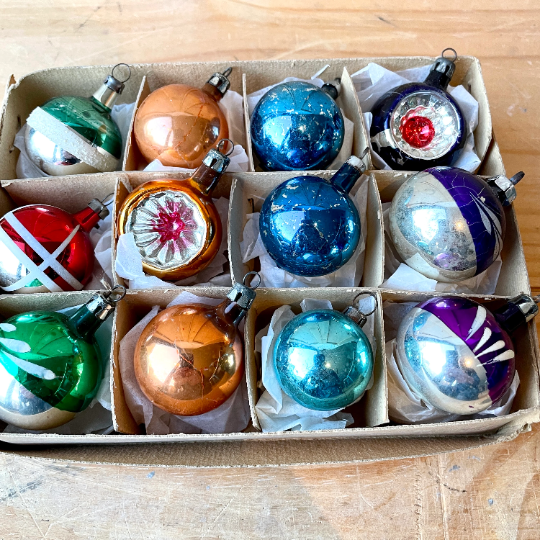 Vintage hand painted baubles
