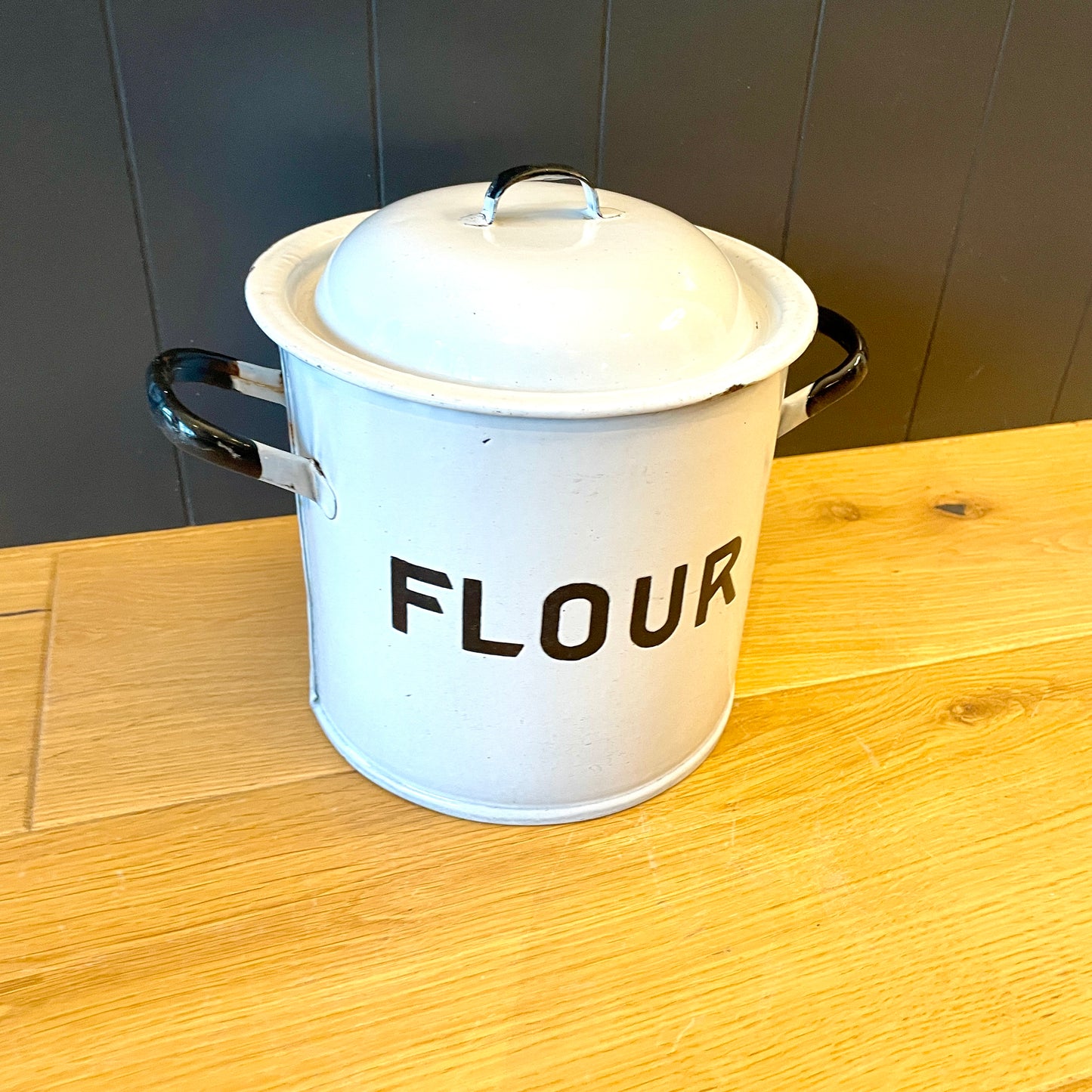 Vintage Enamel Flour Bin