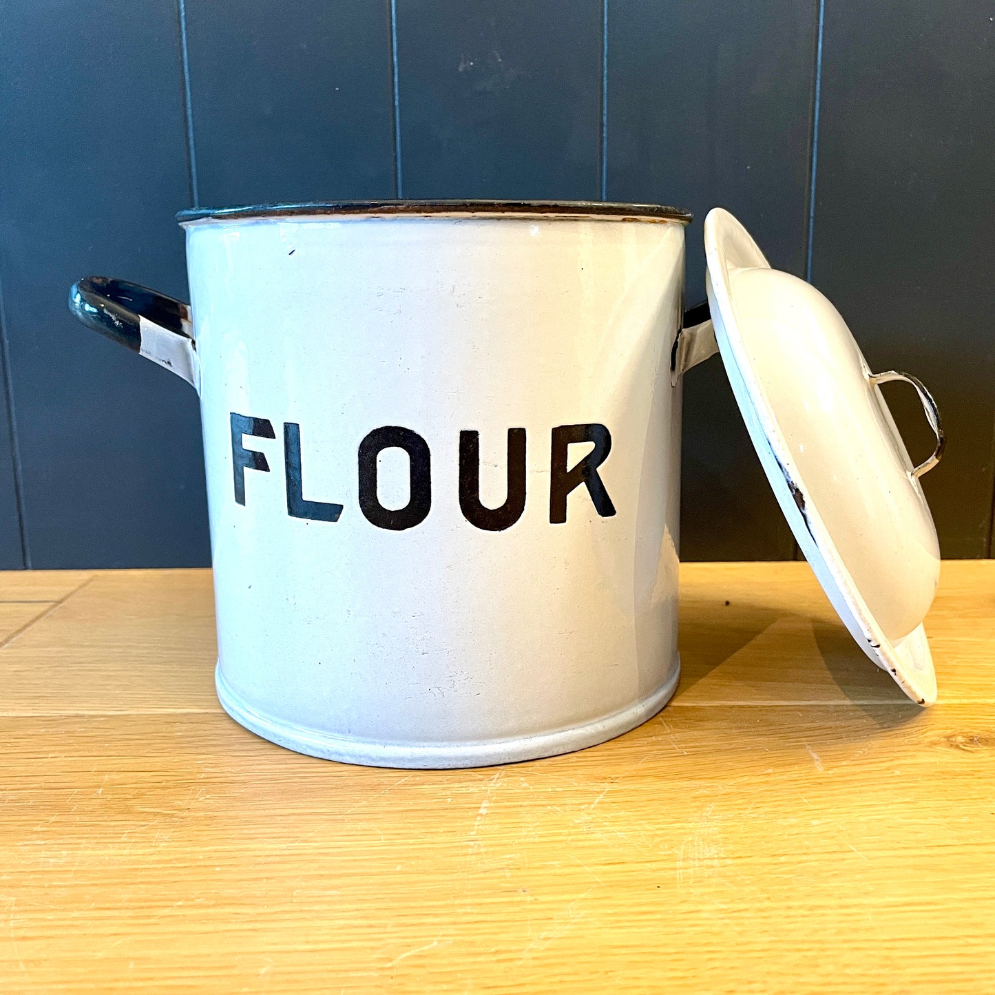 Vintage Enamel Flour Bin