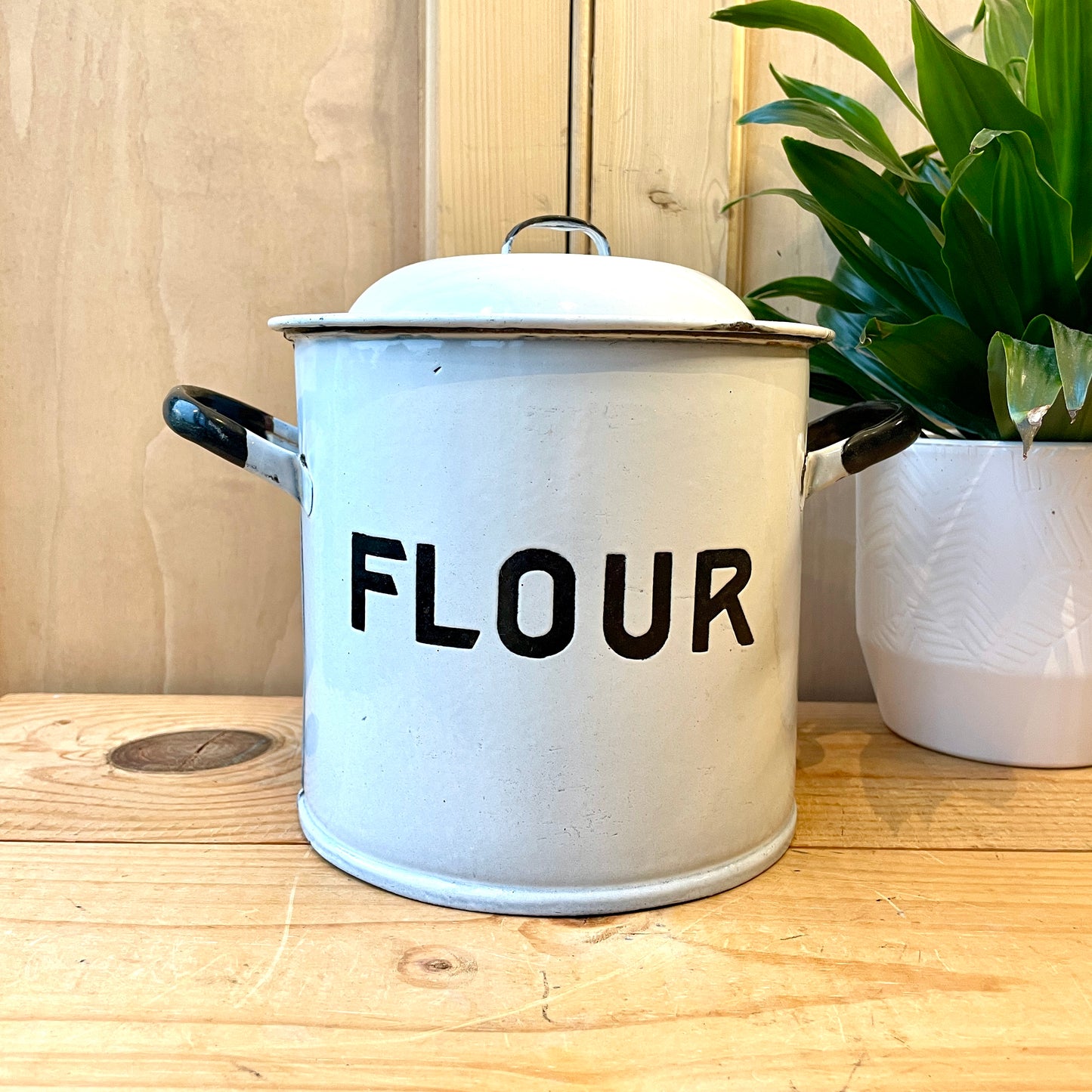 Vintage Enamel Flour Bin