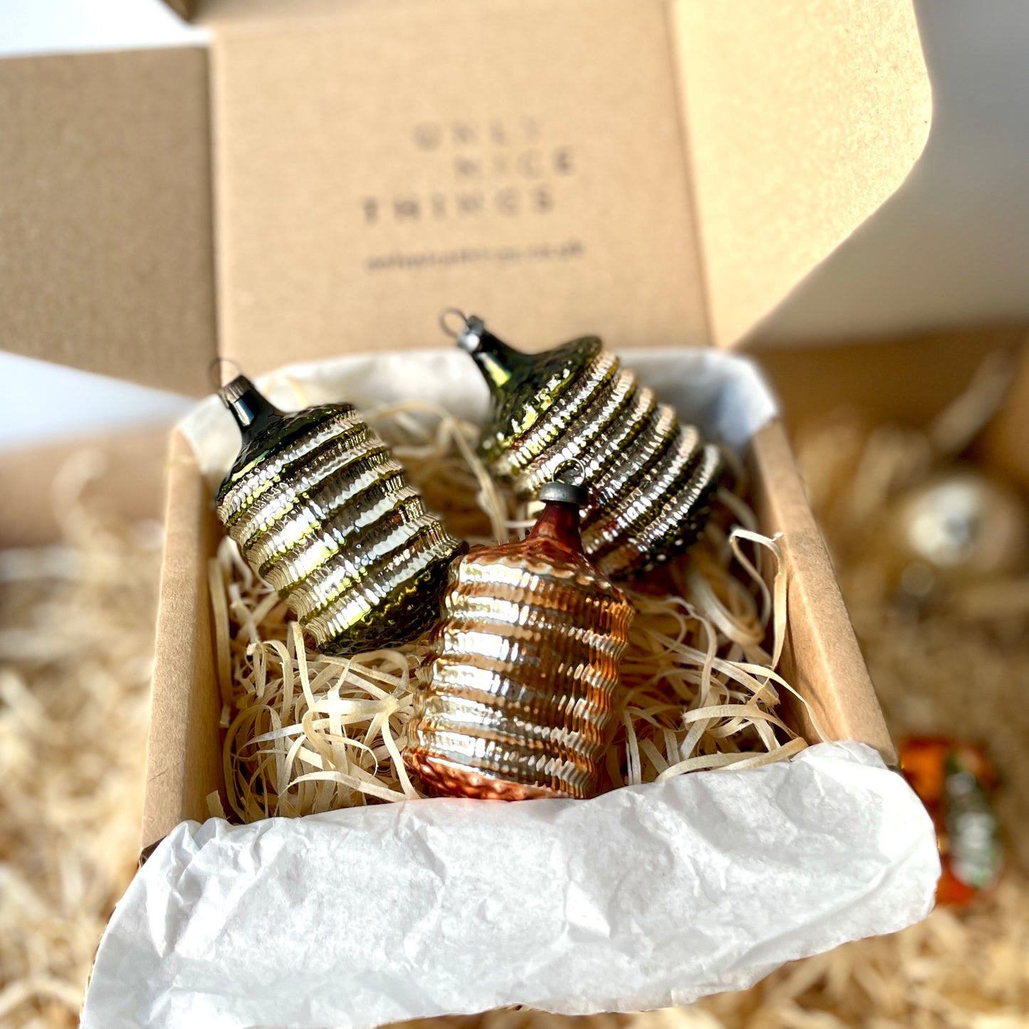 Three barrel baubles