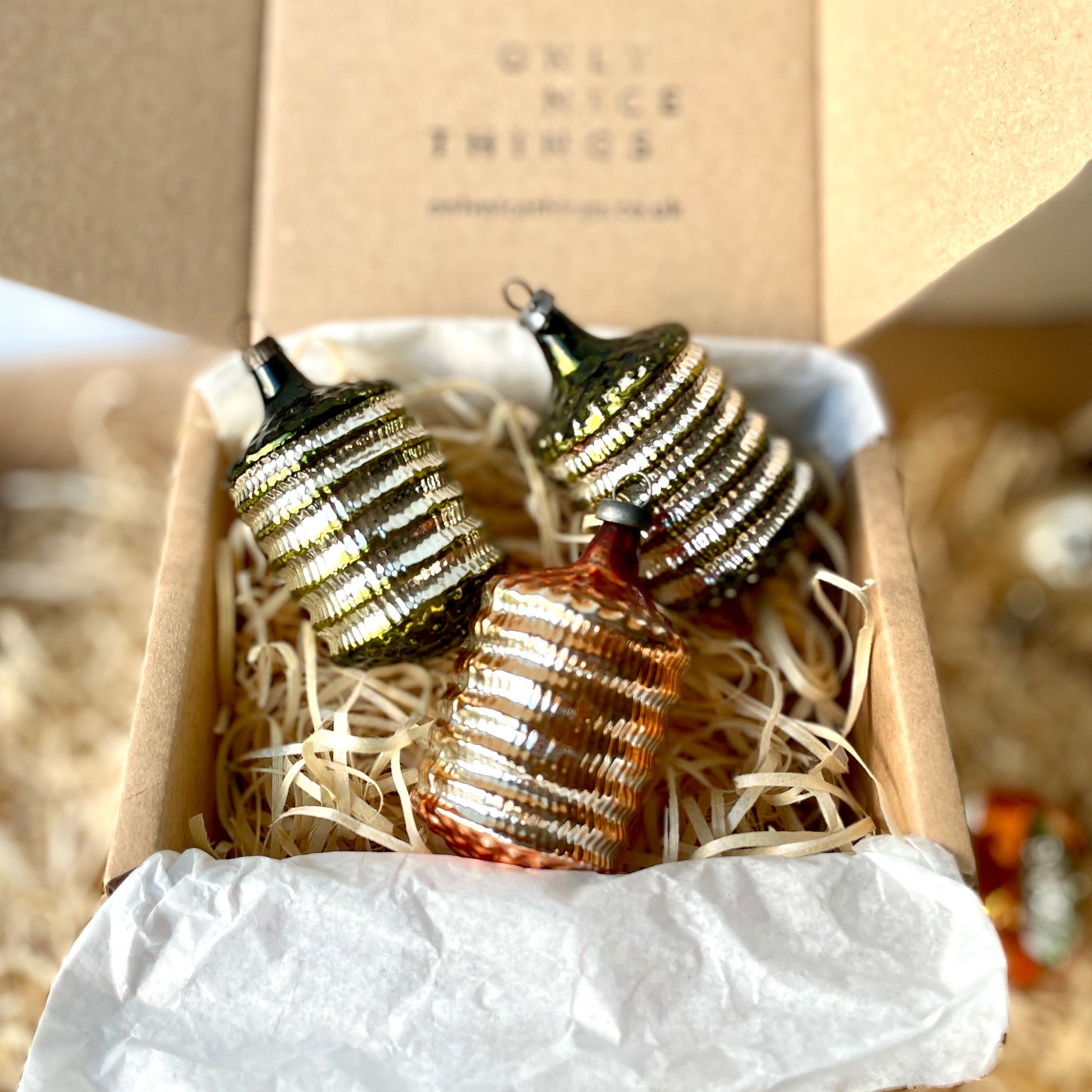 Three barrel baubles