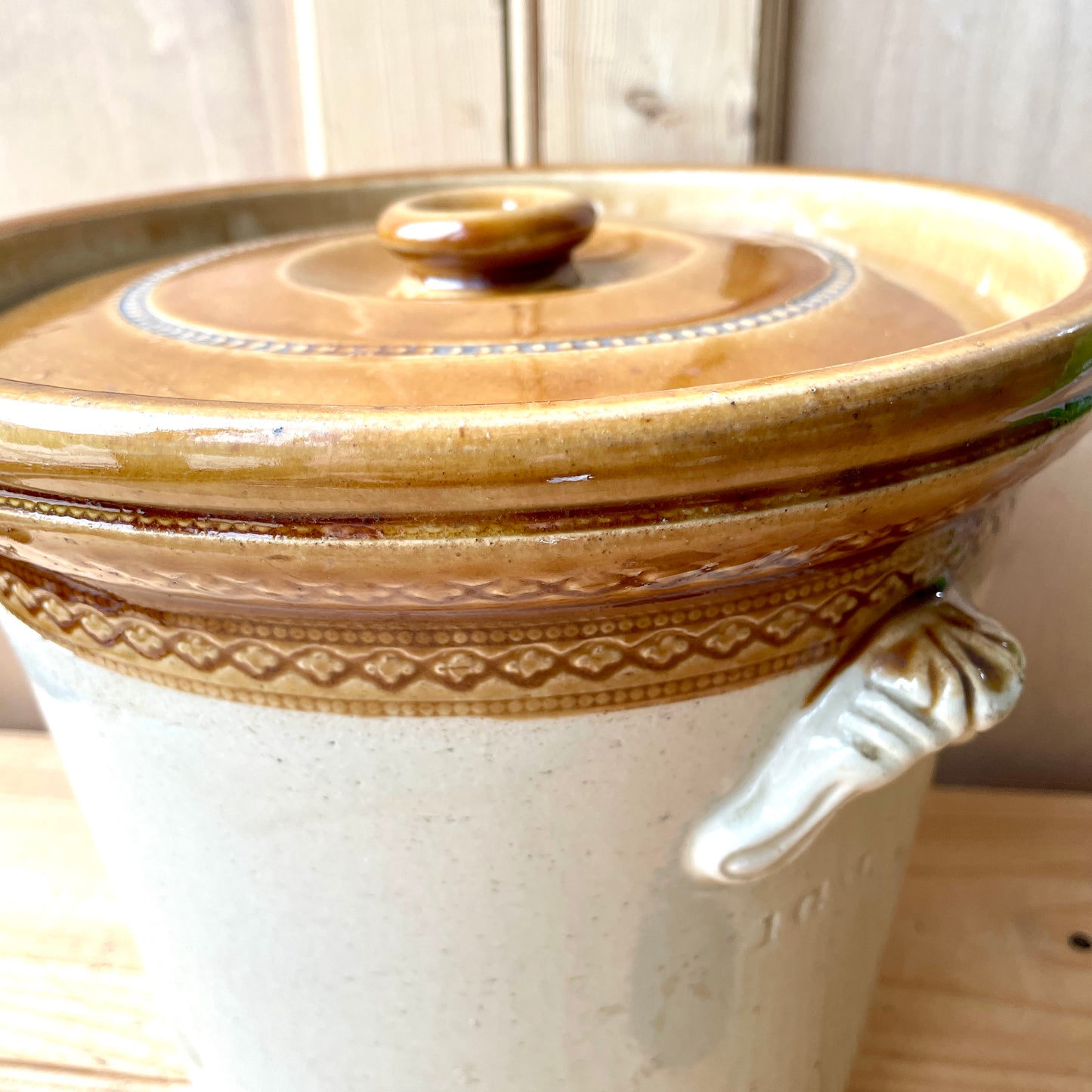 V Large Vintage Stoneware Butter Crock