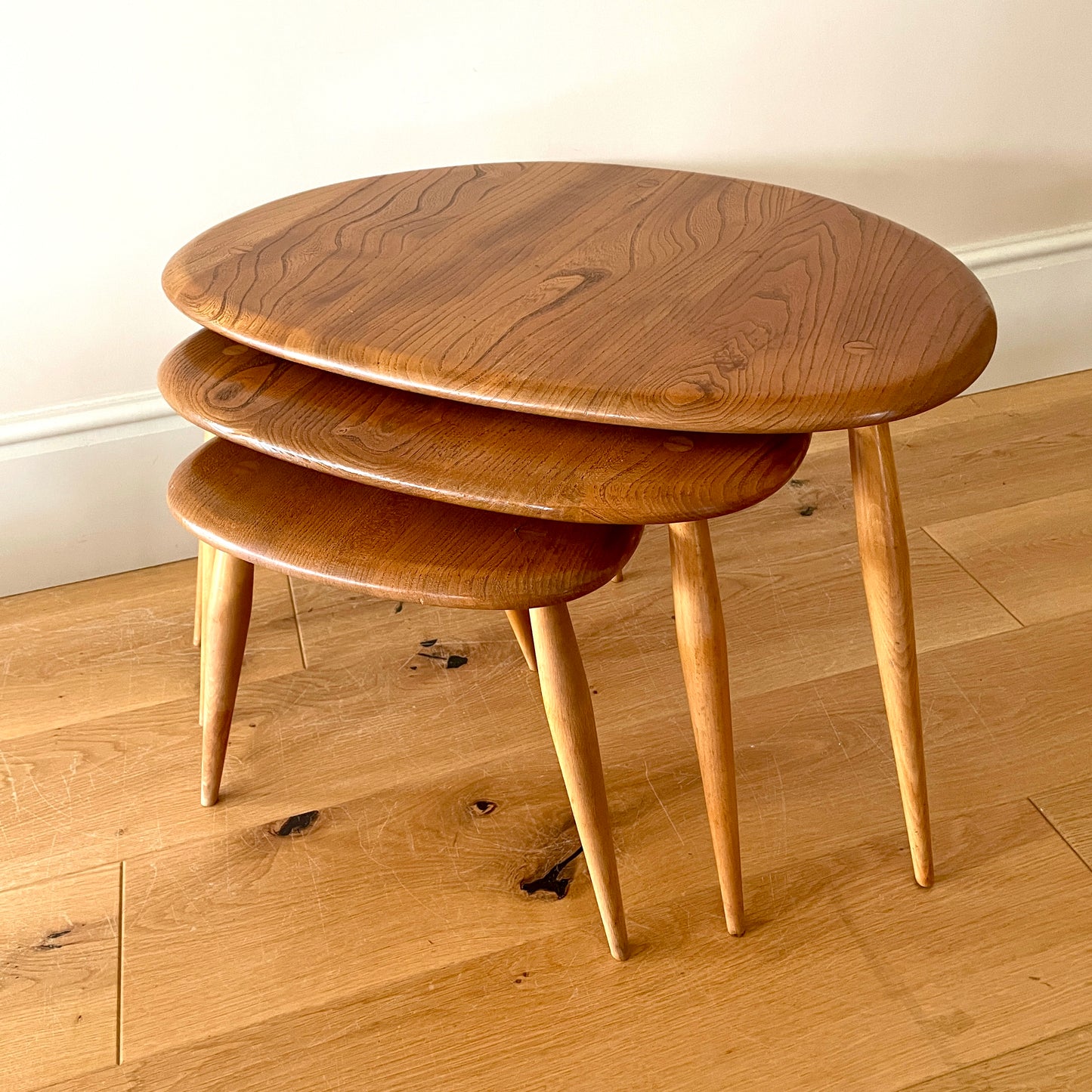 Ercol Blonde Pebble nest of tables No 354