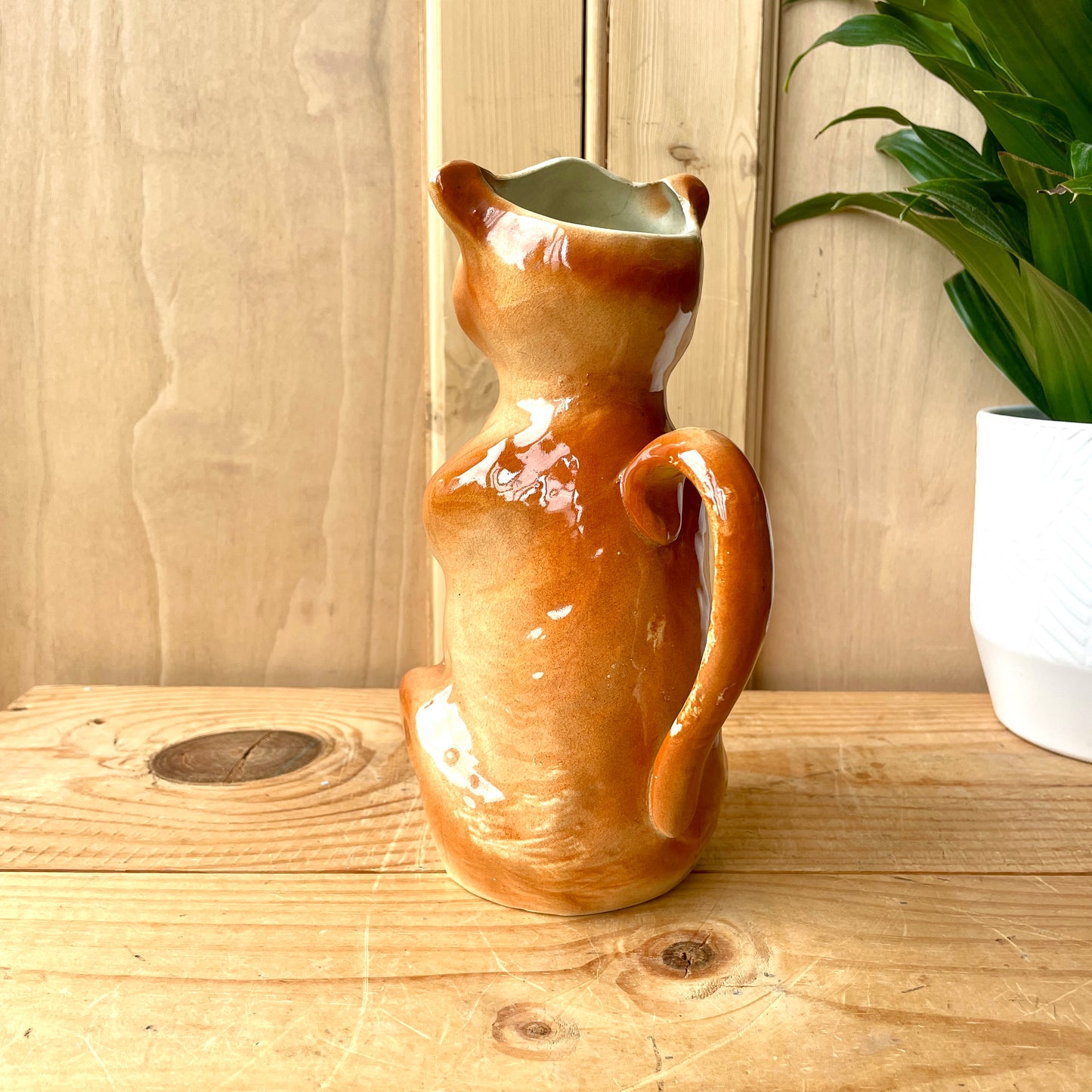 Antique Majolica Cat Jug