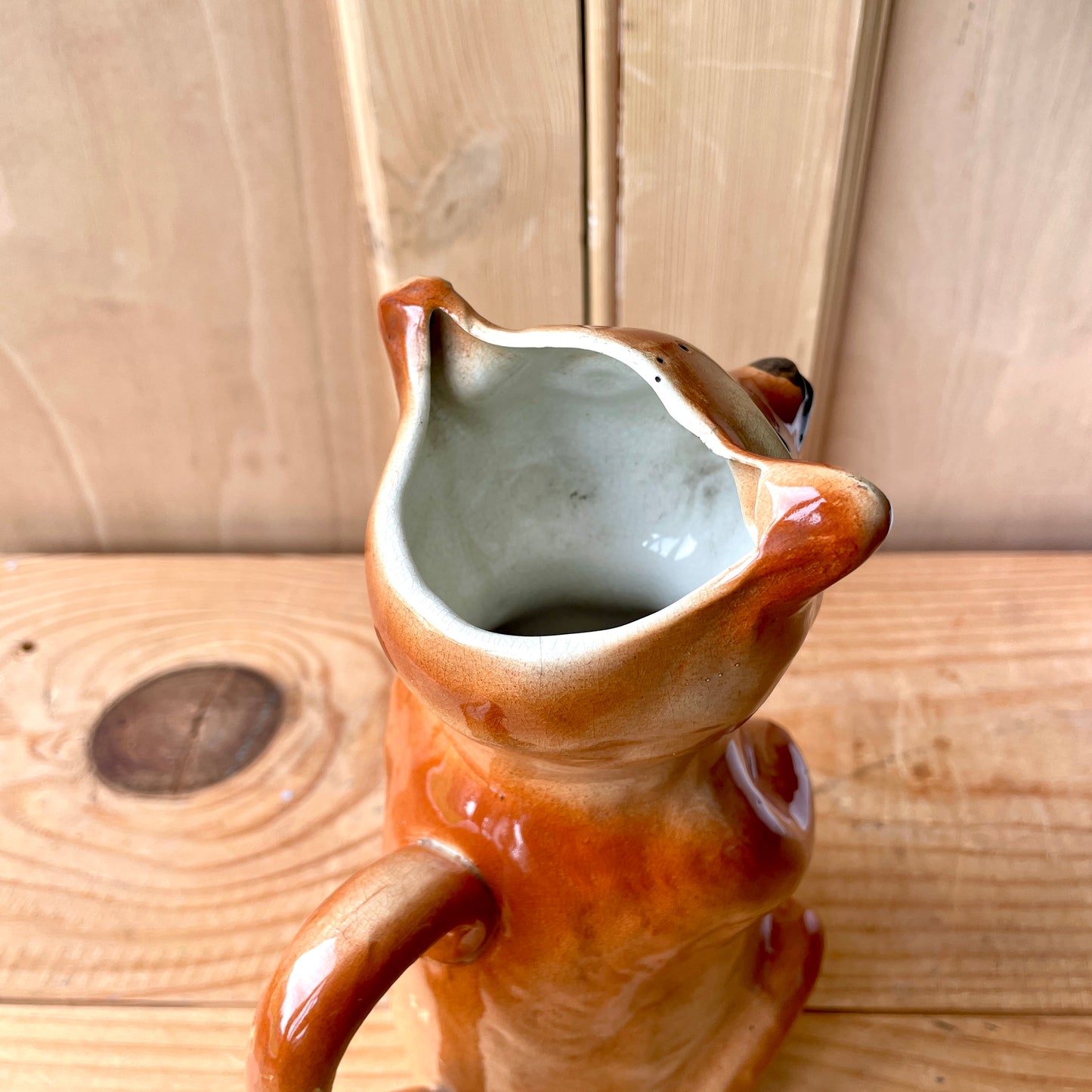 Antique Majolica Cat Jug