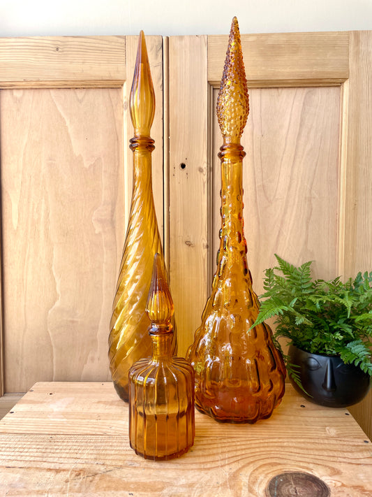 Empoli Amber Glass Genie Bottles