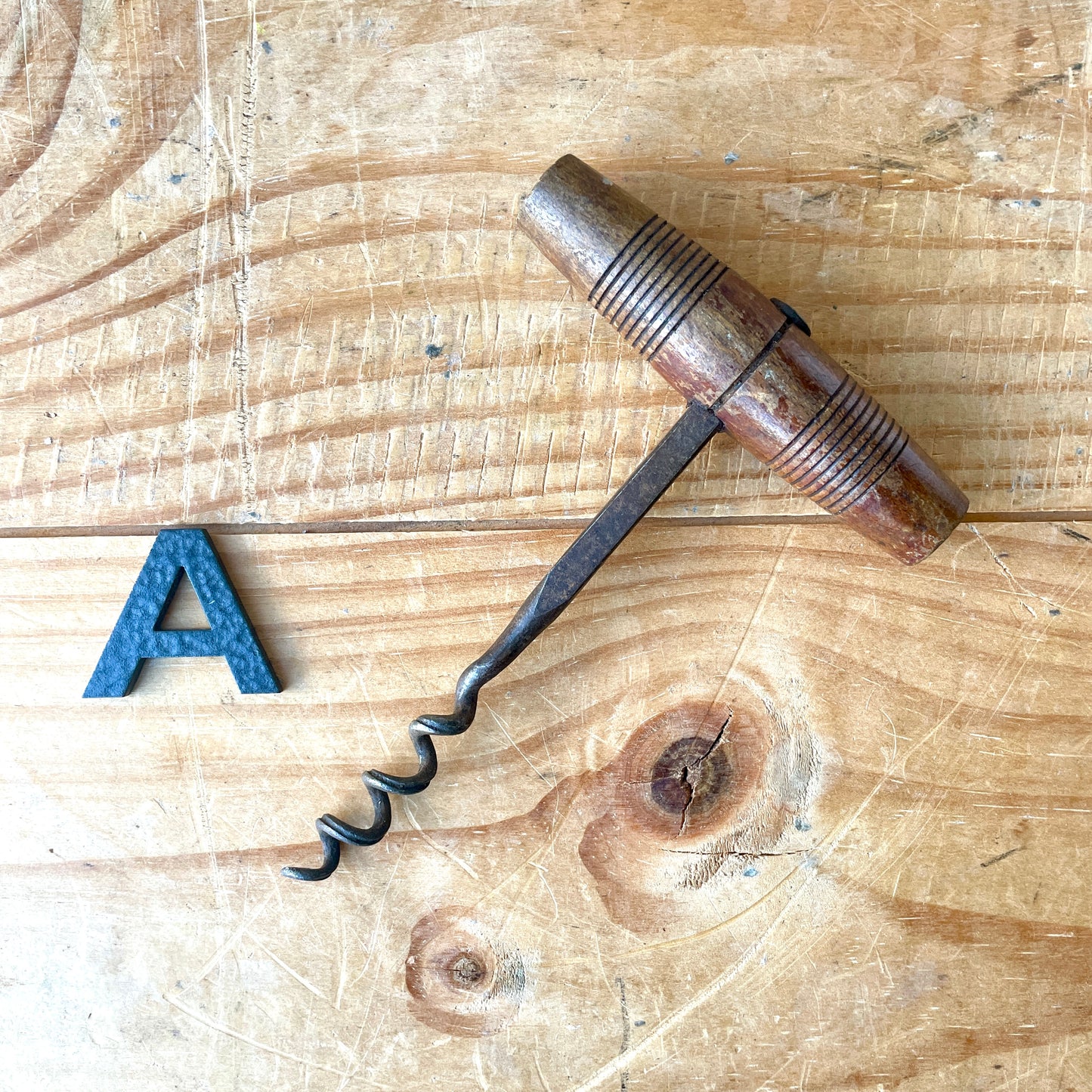 Vintage wooden corkscrew