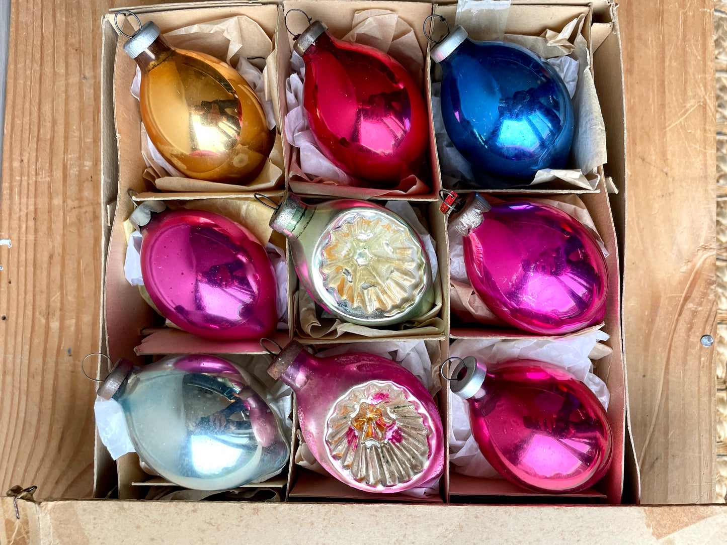 Vintage droplet shape baubles