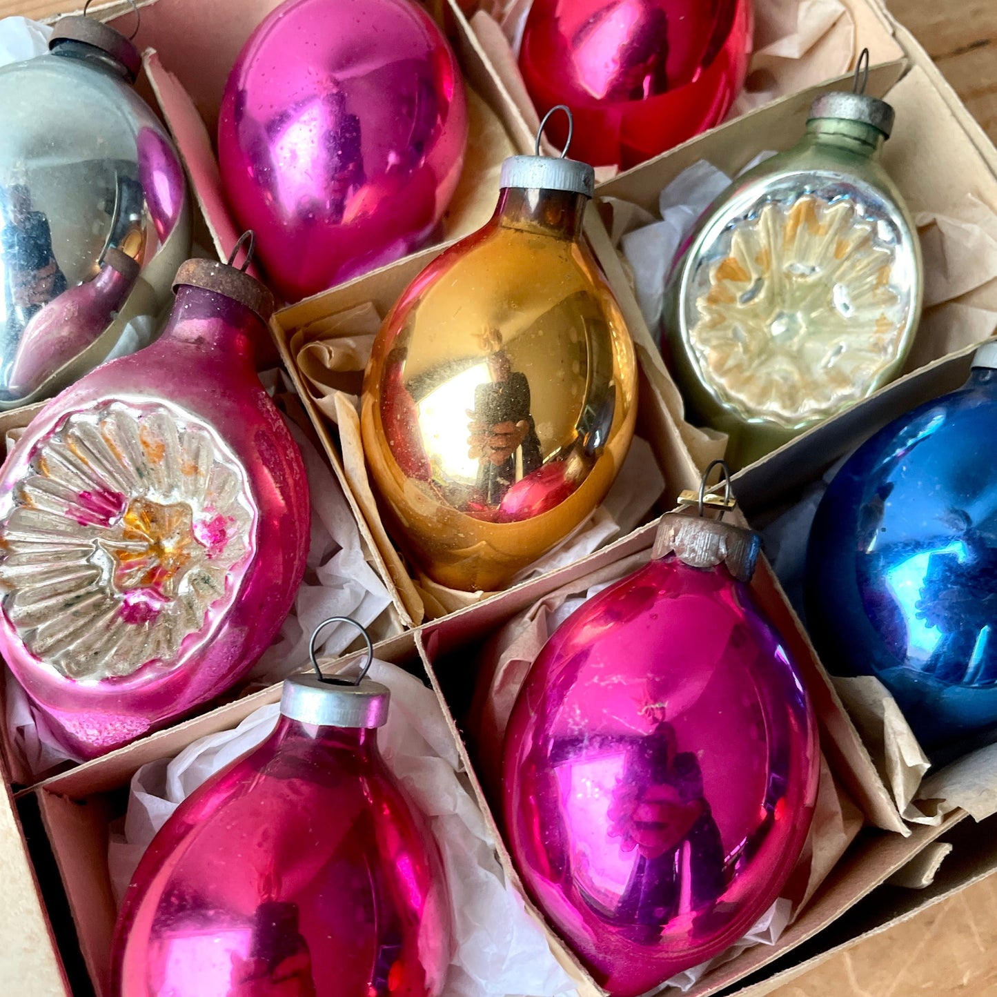 Vintage droplet shape baubles