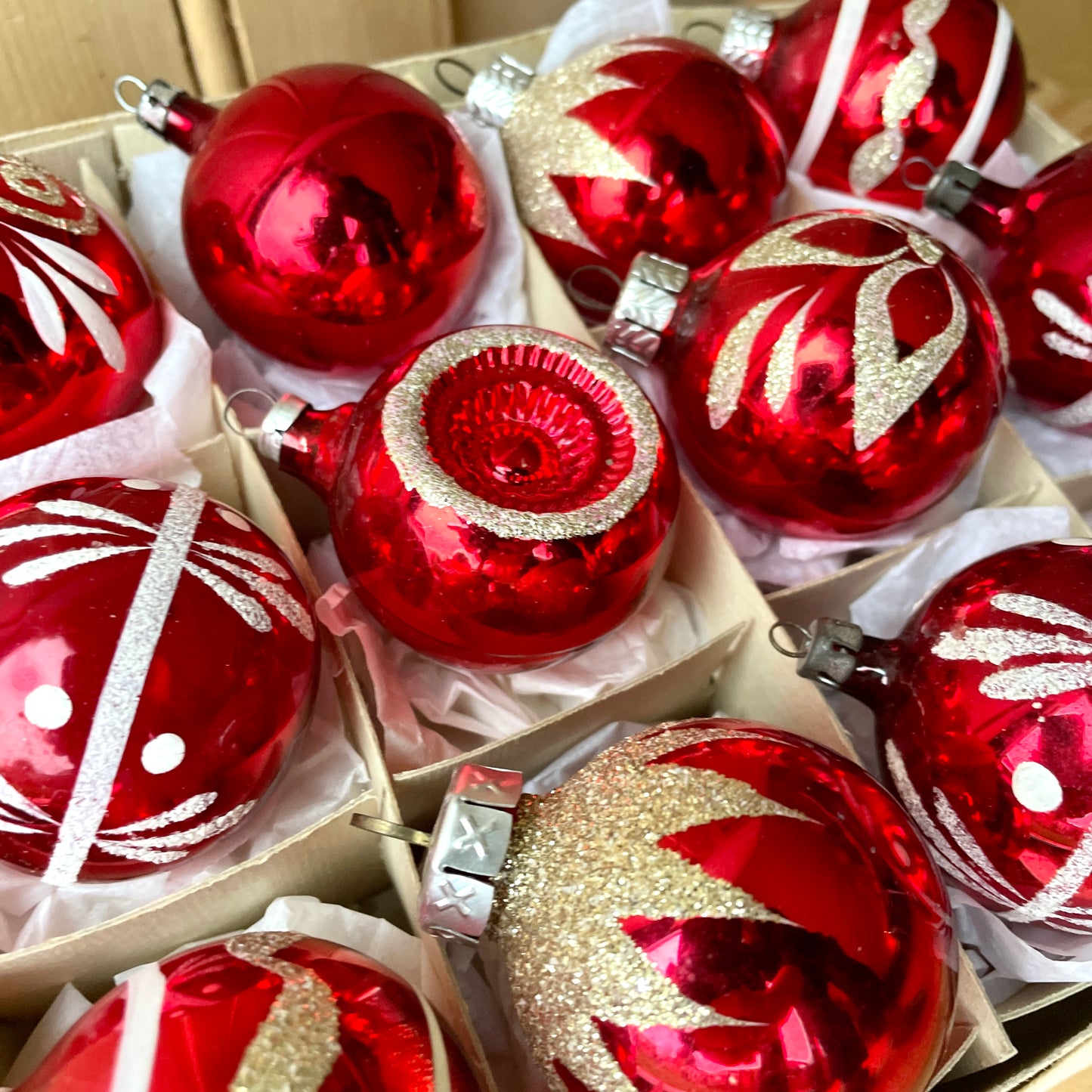 Red Vintage Hand Painted Baubles