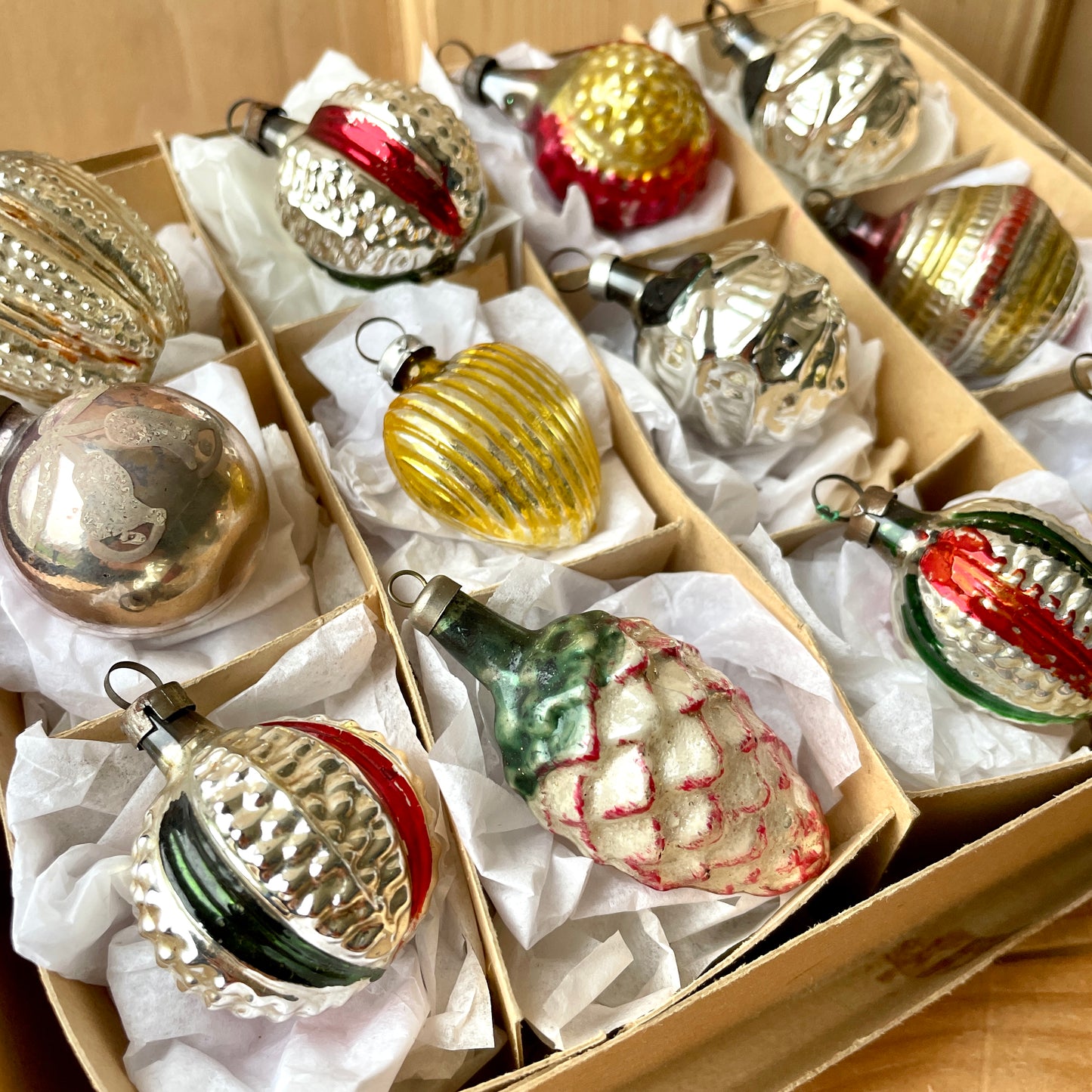 Twelve early vintage baubles