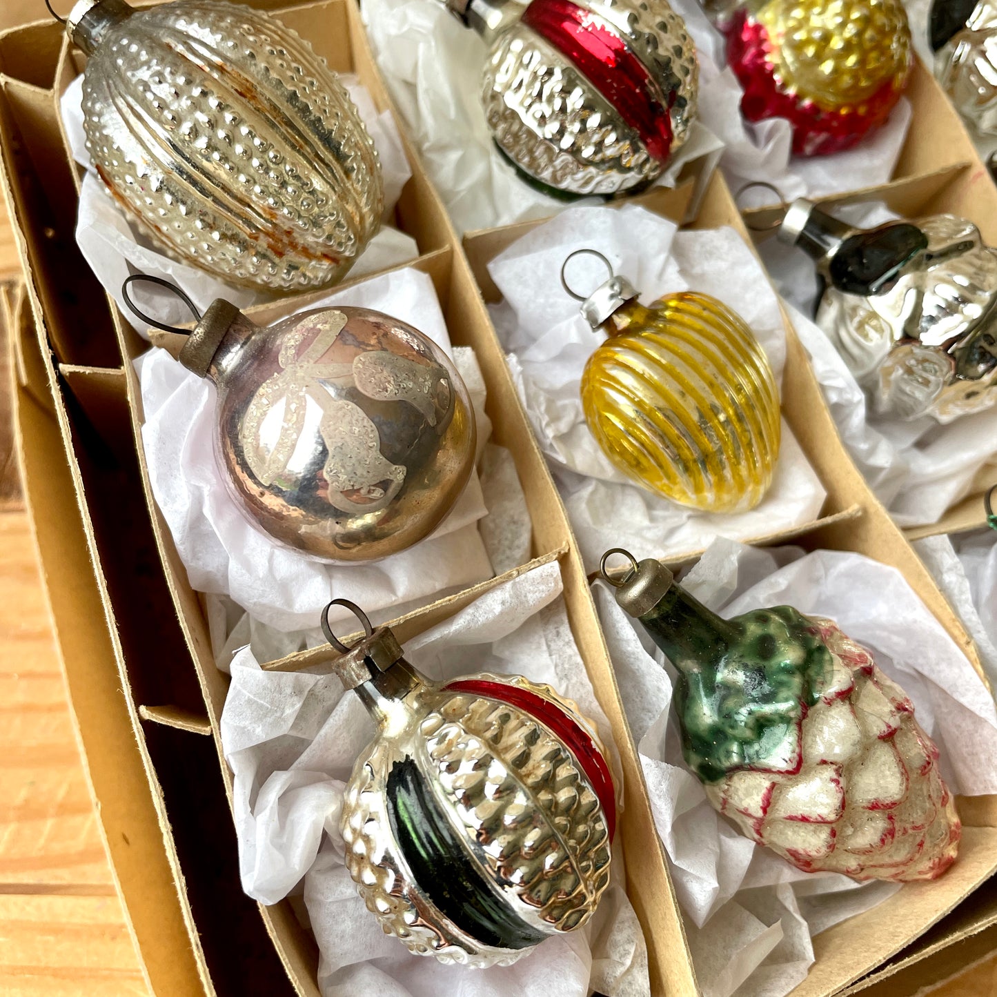 Twelve early vintage baubles