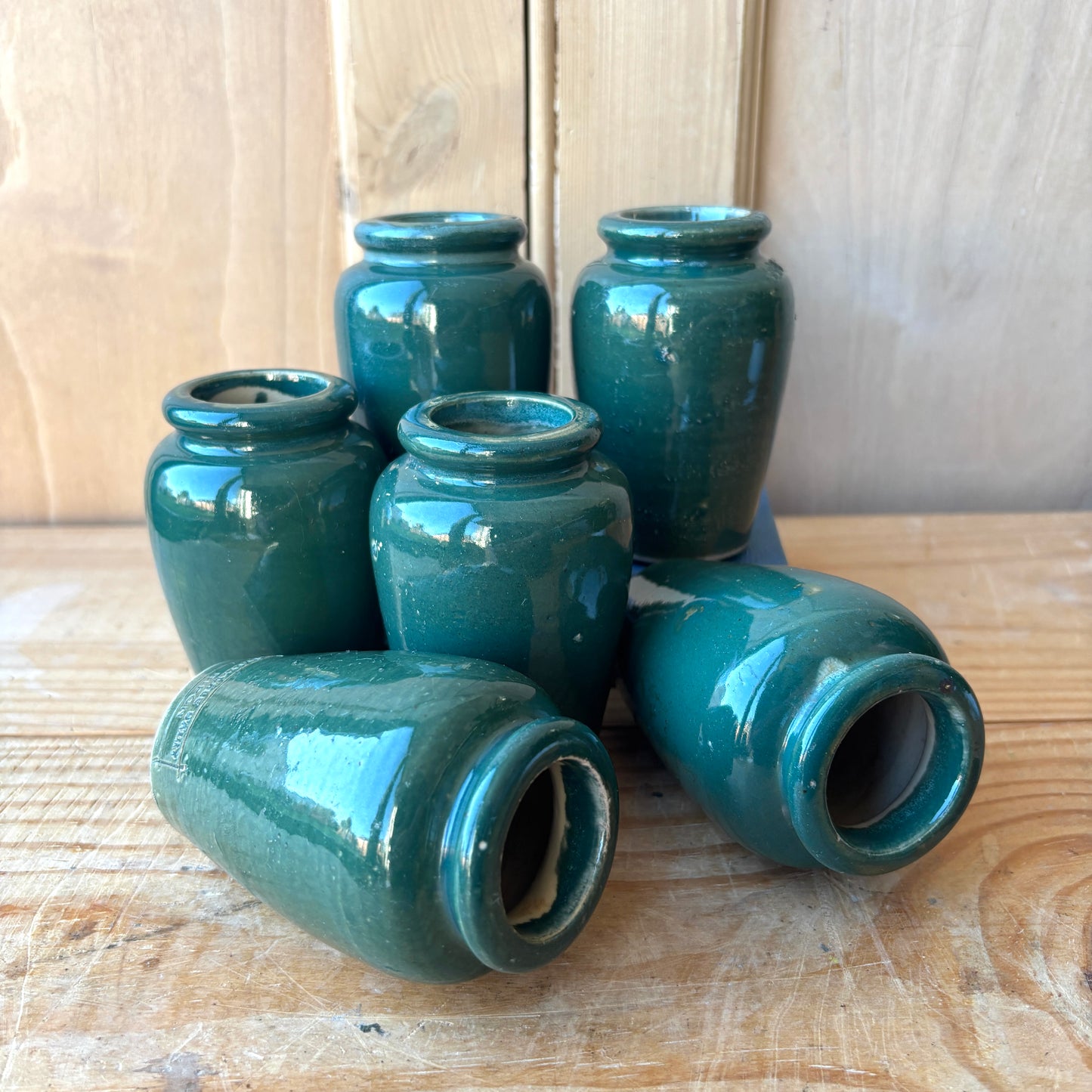 Vintage Green Glazed Cream Bottle