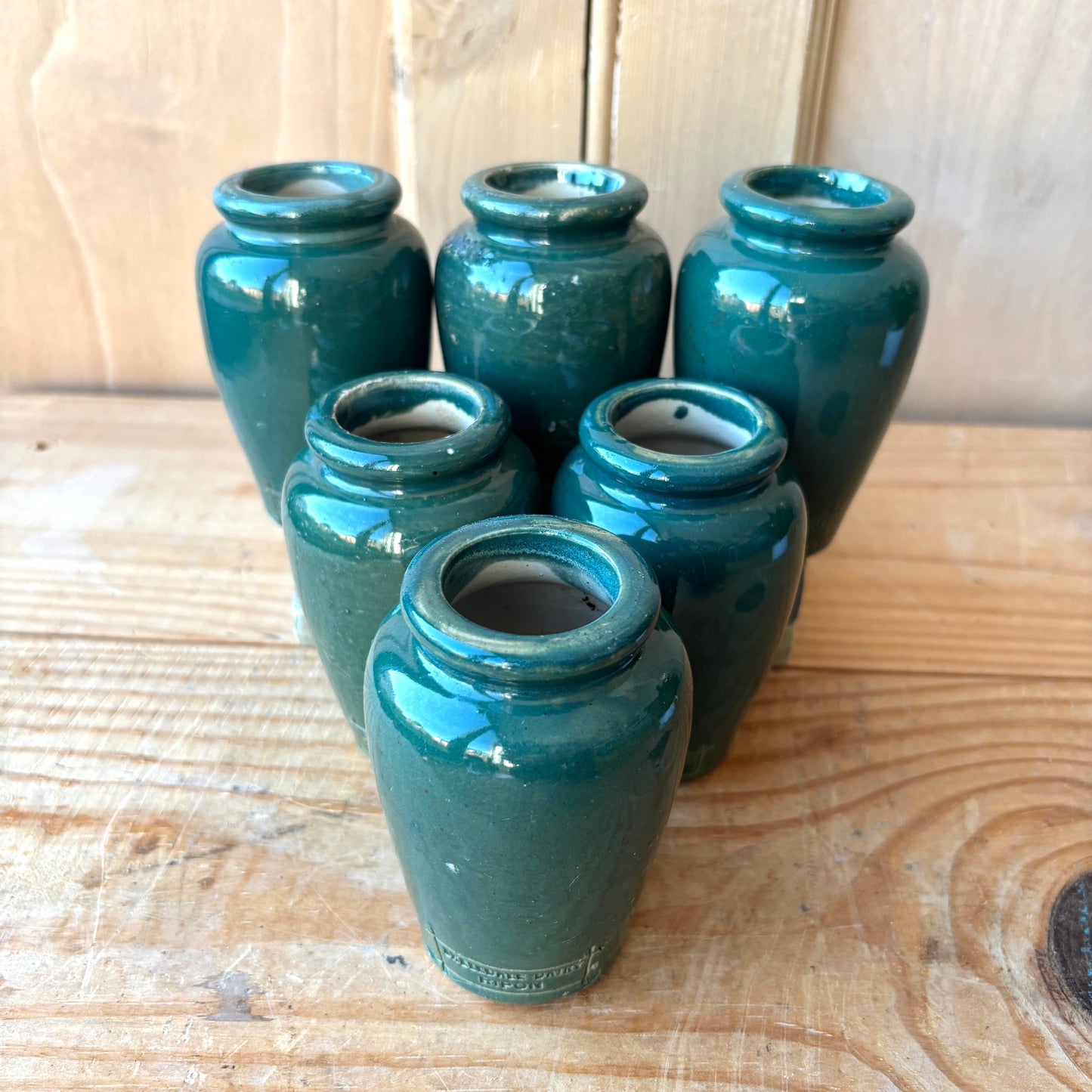 Vintage Green Glazed Cream Bottle