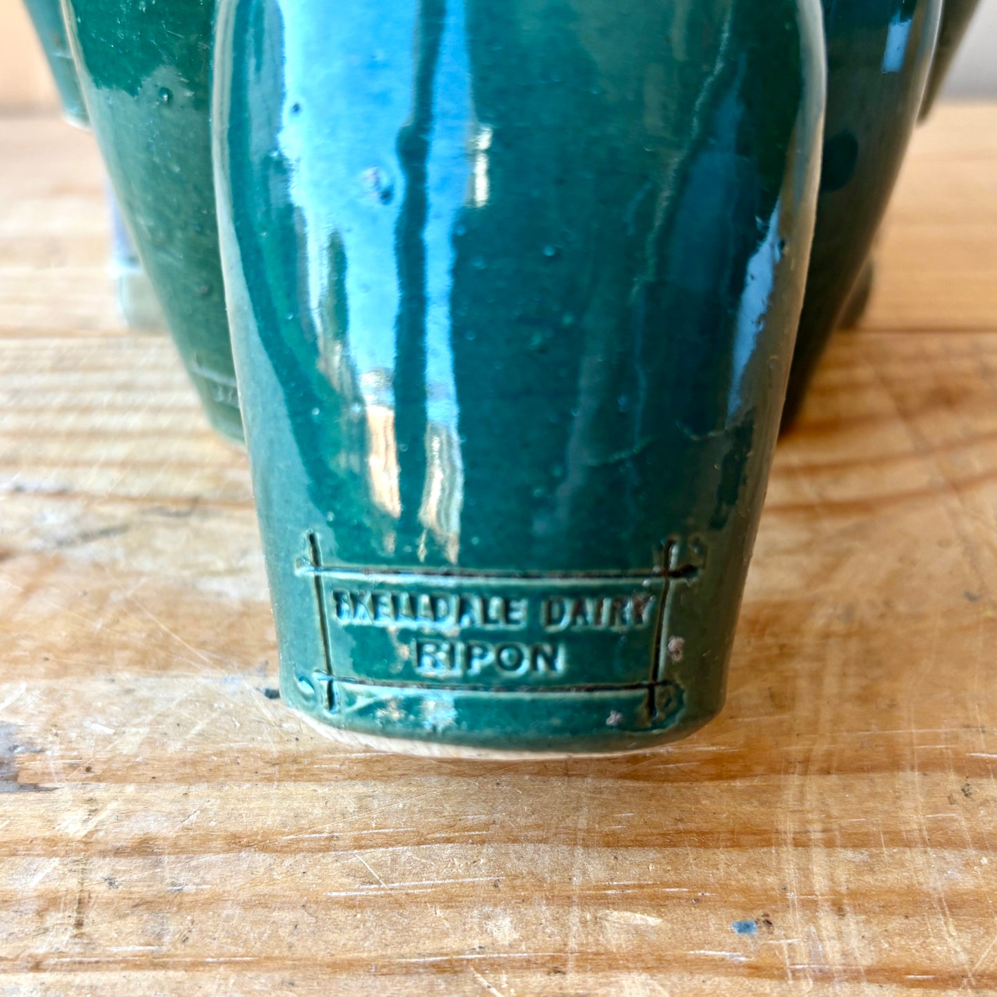 Vintage Green Glazed Cream Bottle