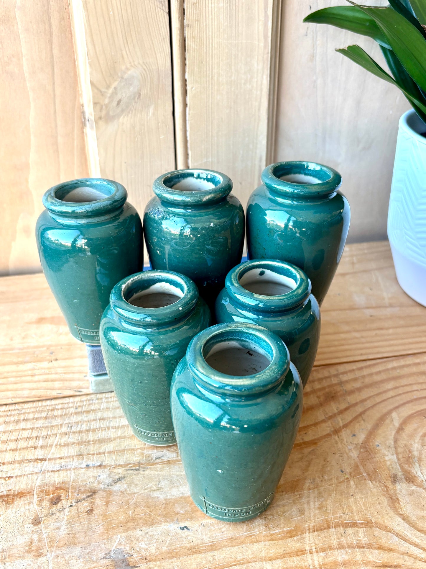 Vintage Green Glazed Cream Bottle