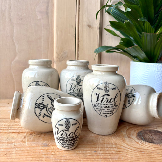 Vintage Virol Stoneware bottles