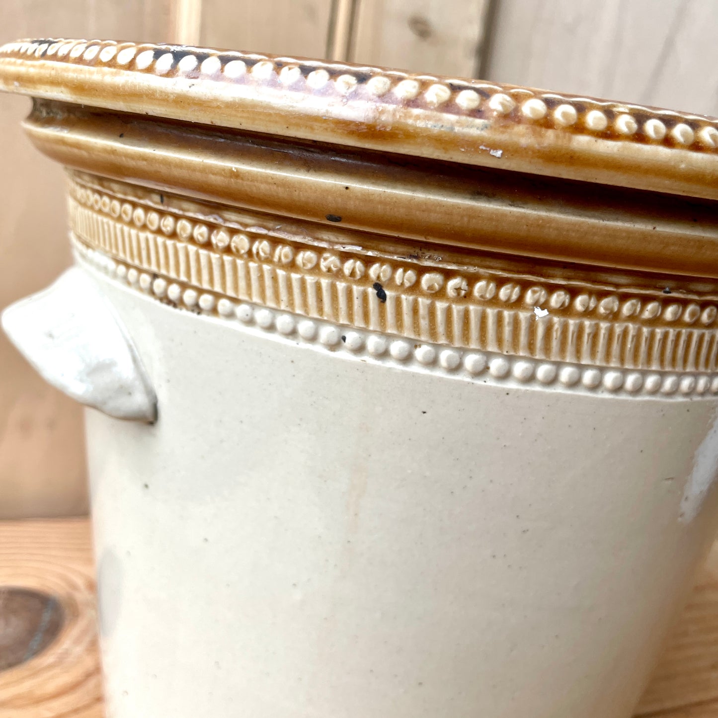 V Large Vintage Stoneware Butter Crock