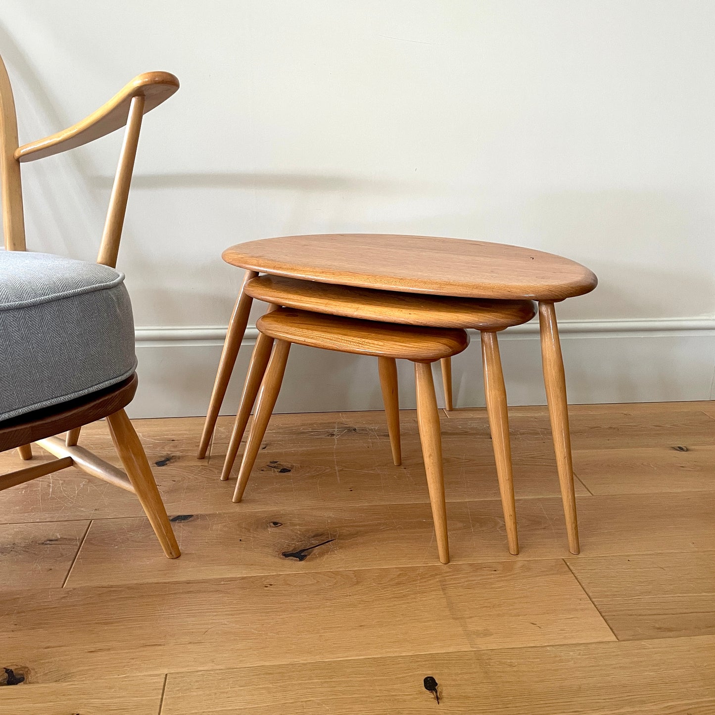 Ercol Blonde Pebble nest of tables No 354