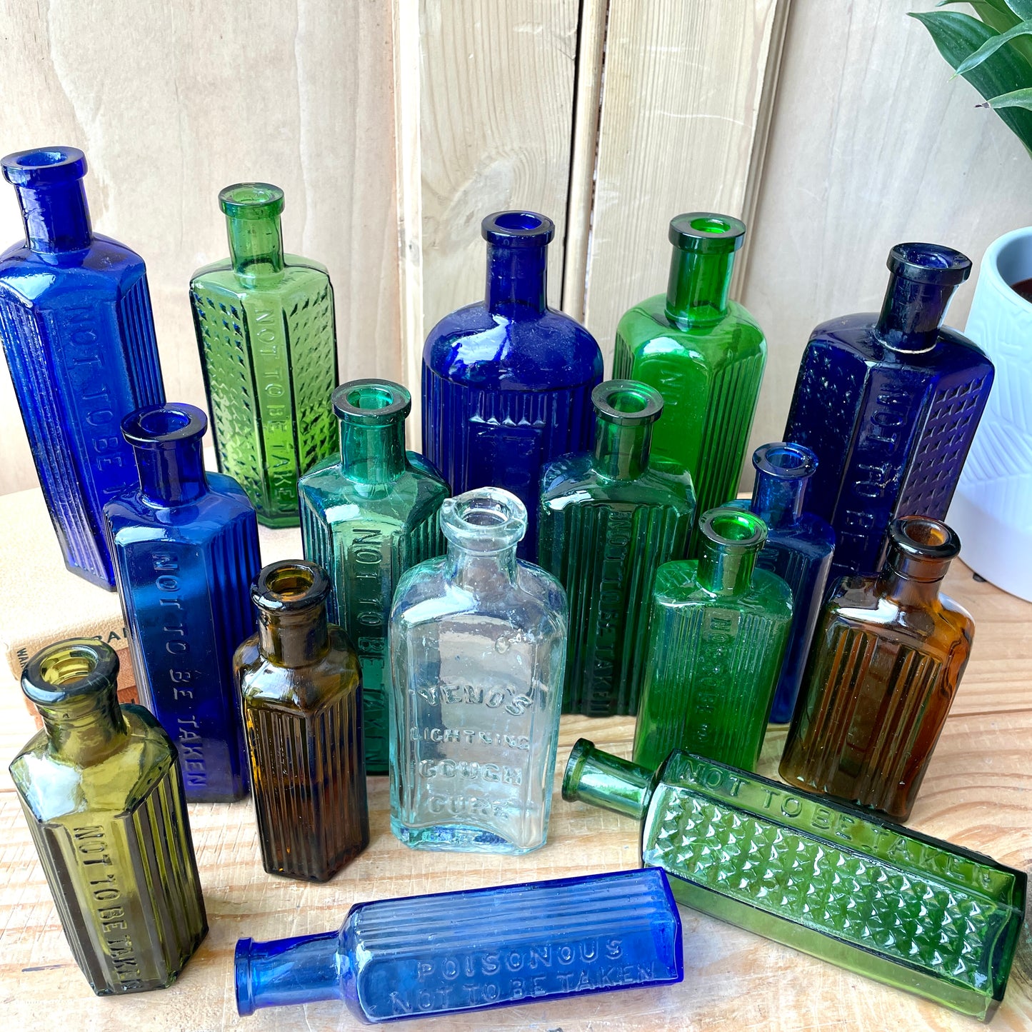 Vintage chemist and poison bottles