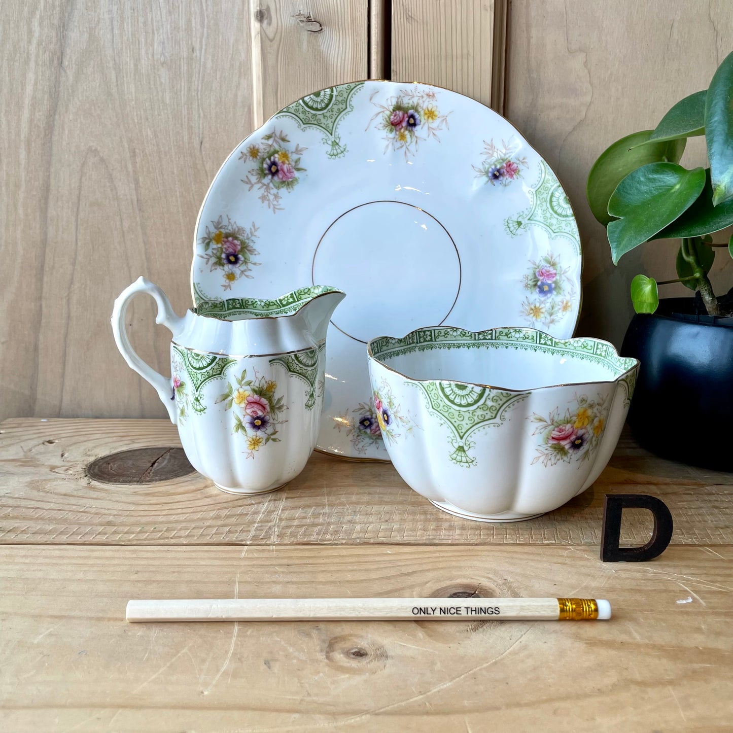 Vintage Cake plate, Milk Jug and Sugar bowl sets