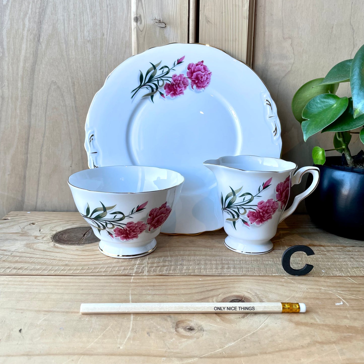 Vintage Cake plate, Milk Jug and Sugar bowl sets