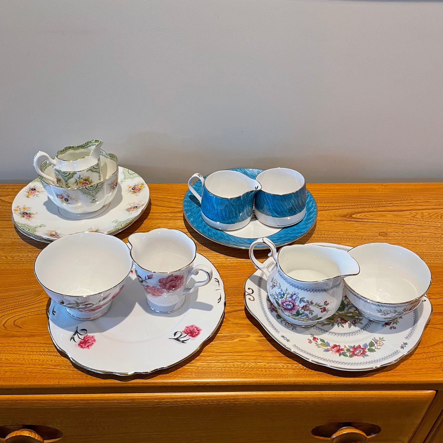 Vintage Cake plate, Milk Jug and Sugar bowl sets