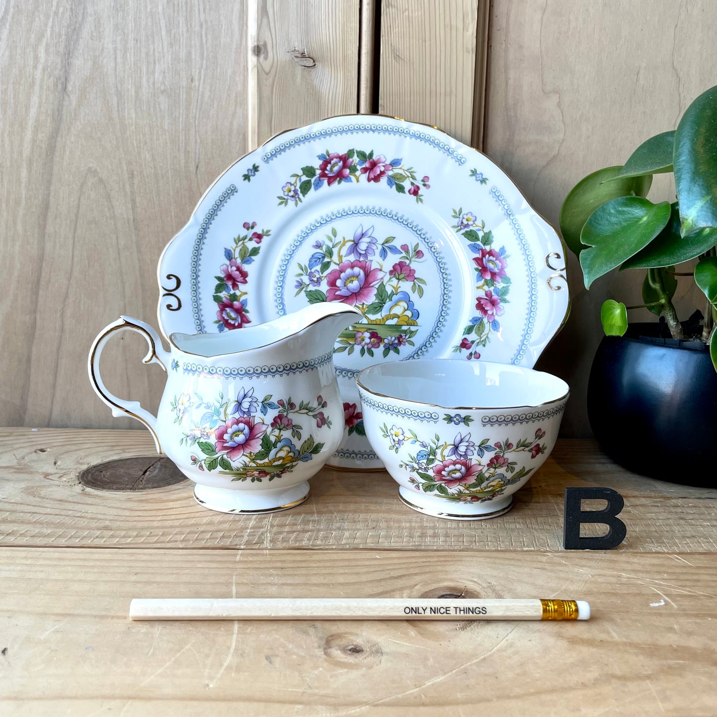 Vintage Cake plate, Milk Jug and Sugar bowl sets