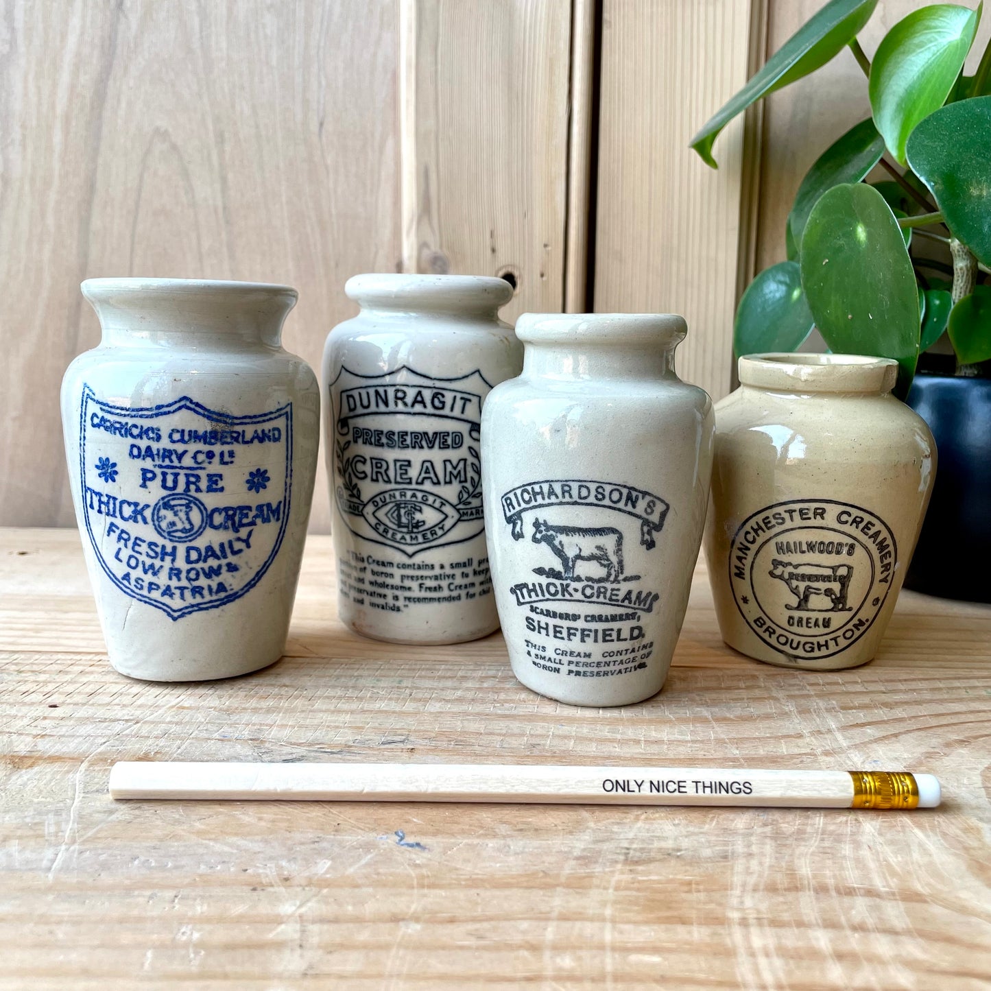 Vintage Cream Bottles, Hailwoods Pure Rich Cream glaze bottles.