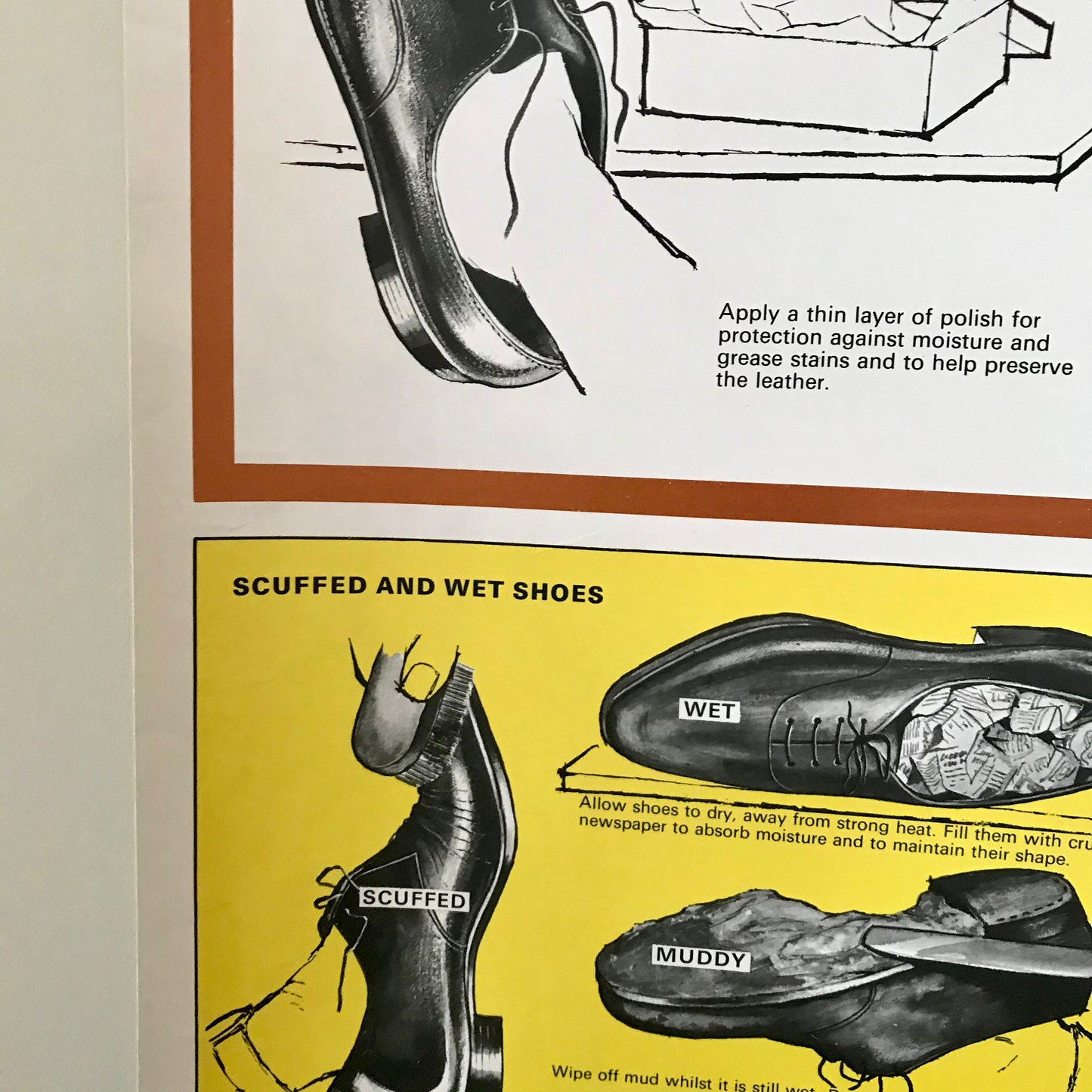 Vintage educational poster: Care of Shoes