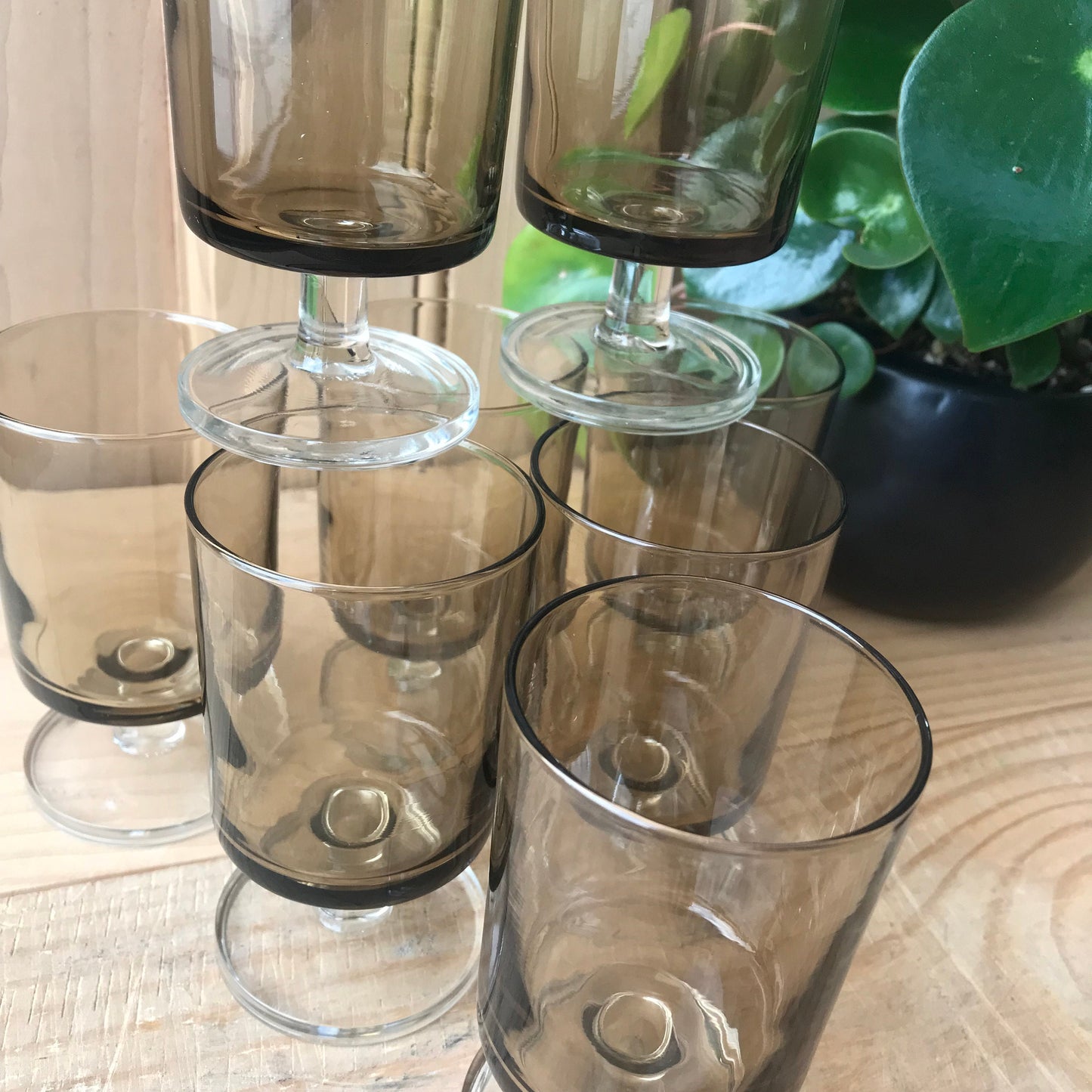 Eight vintage French aperitif glasses